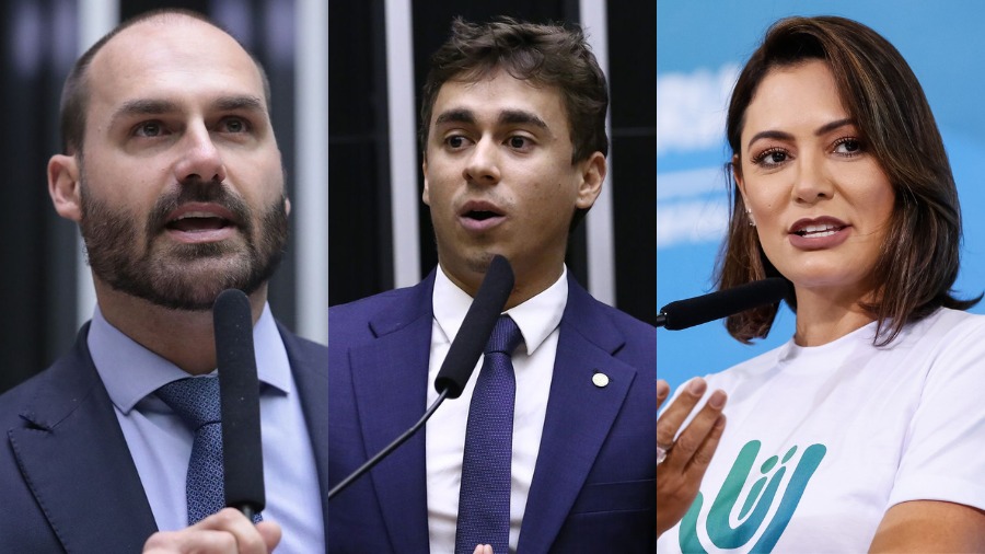 Após ataque de Eduardo Bolsonaro, Michelle Bolsonaro defende Nikolas Ferreira em vídeo