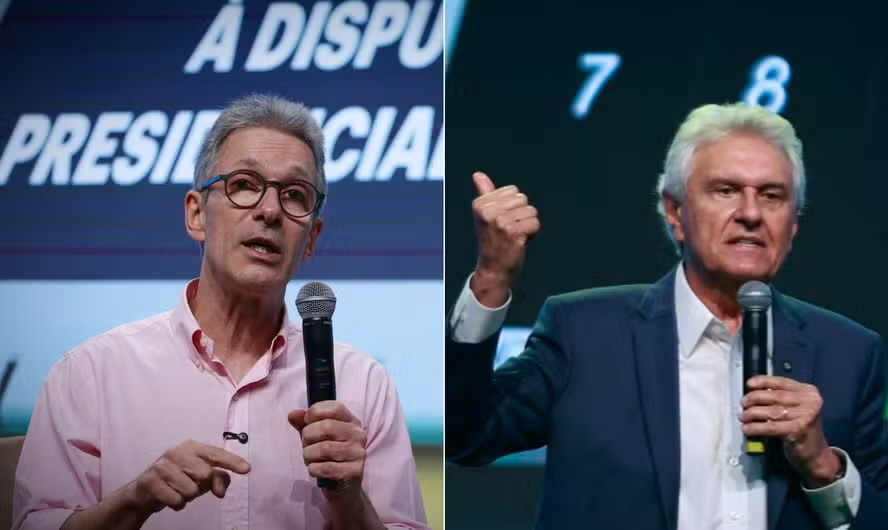 ‘Tempo de TV e estrutura partidária’, os trunfos de Caiado para convencer Zema a ser seu vice