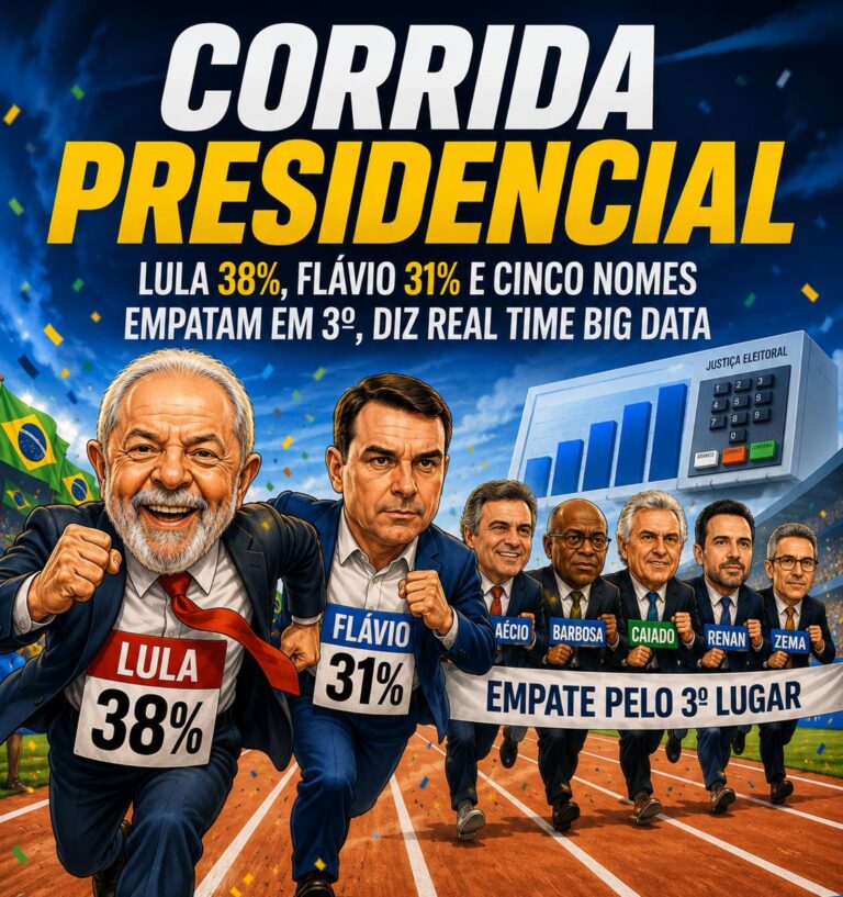 Lula tem 38%, Flávio 31%, Aécio, Barbosa, Caiado, Renan e Zema empatam pelo 3º lugar, diz Real Time Big Data