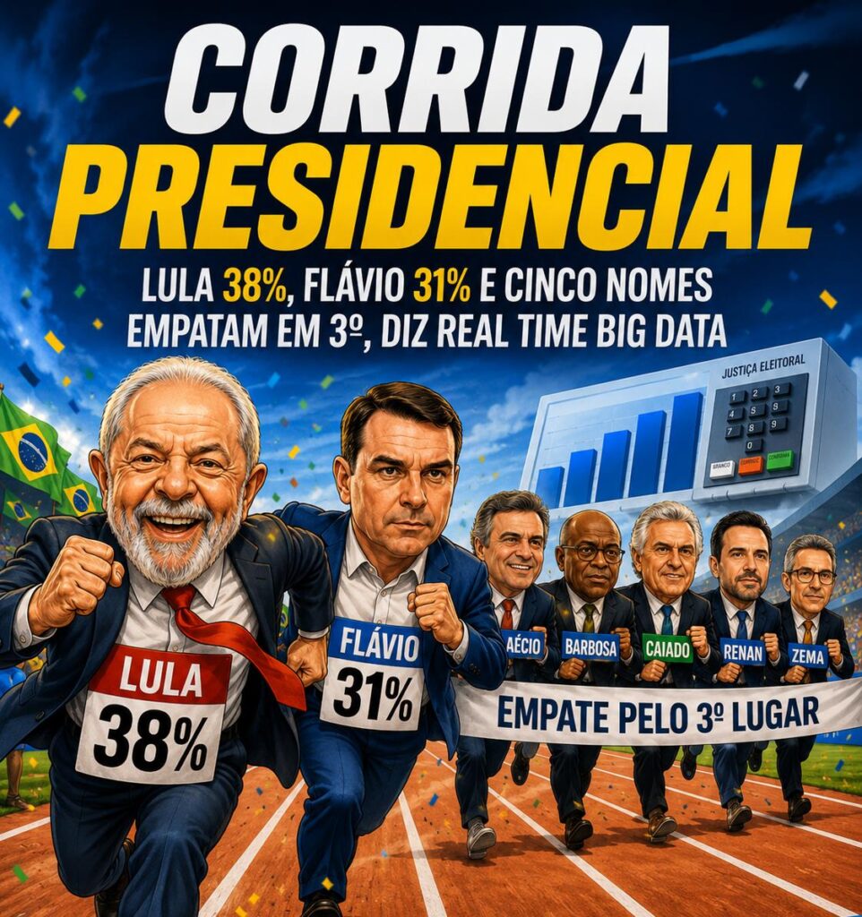 Lula tem 38%, Flávio 31%, Aécio, Barbosa, Caiado, Renan e Zema empatam pelo 3º lugar, diz Real Time Big Data