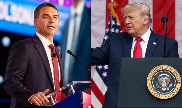 Flávio lamenta taxação de produtos brasileiros e diz que pediu Trump para não fazê-lo